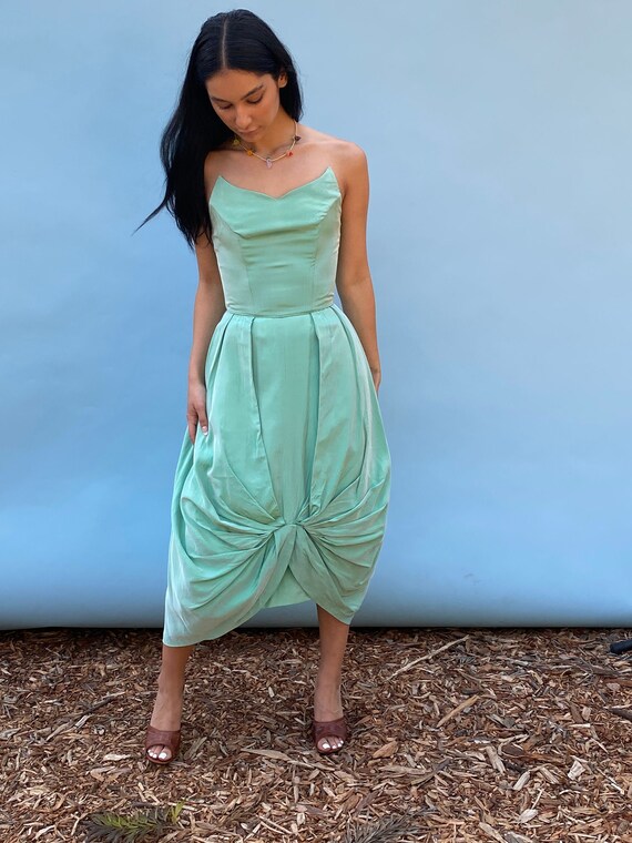 Vintage handmade 50s 60s Formal Min Green Dress