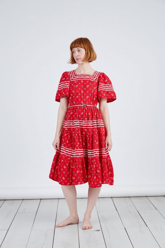 red bandana print dress