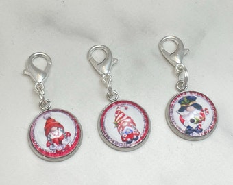 Christmas Gnome Stitch Markers for Knitting, Options for Crochet, Birthday Gifts for Knitter, Snag Free Stitch Marker Charms