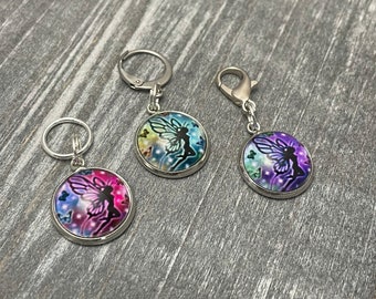 Magical Fairy Stitch Marker Charms with Rings or Clasps for Knitting and Crochet, Gift for Knitter, Locking Removable Progress Keeper