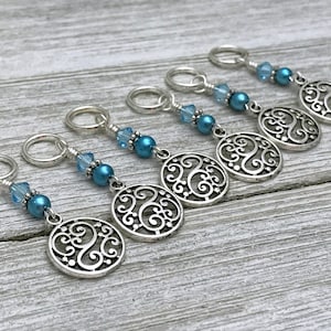 Filigree Stitch Markers for Knitting, Birthday Gifts for Knitter, Select Clasps for Crochet Markers, Beaded Stitch Marker Charm