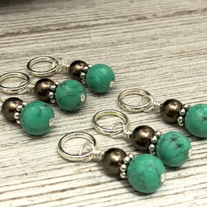 Beaded Stitch Markers for Knitting, Select Clasps for Crochet Progress Keepers, Gifts for Knitter, Snag Free for Needles US3-US15, Turquoise