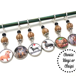 Dachshund Stitch Markers for Knitting or Crochet, Gift for Knitter, Weiner Dog Gifts, Snag Free Knitting Progress Keepers image 1