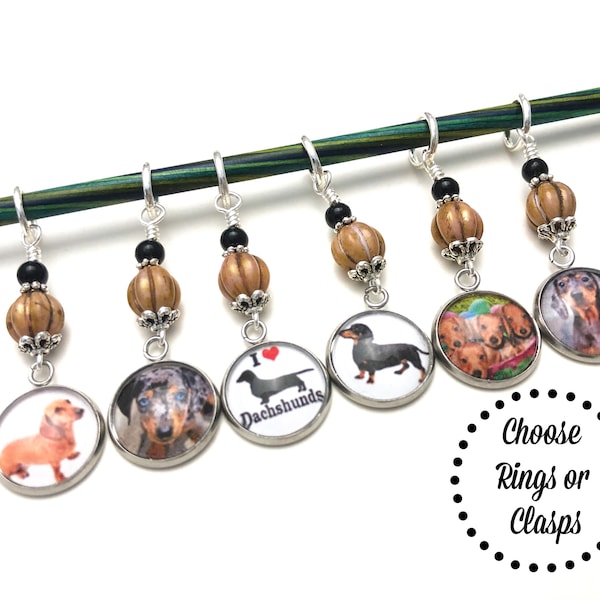 Dachshund Stitch Markers for Knitting or Crochet, Gift for Knitter, Weiner Dog Gifts, Snag Free Knitting Progress Keepers