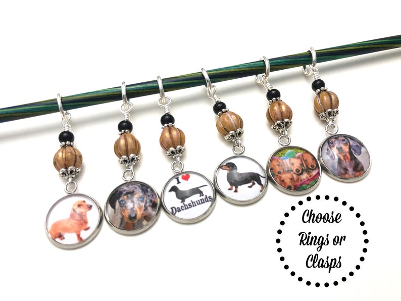 Dachshund Stitch Markers for Knitting or Crochet, Gift for Knitter, Weiner Dog Gifts, Snag Free Knitting Progress Keepers image 1
