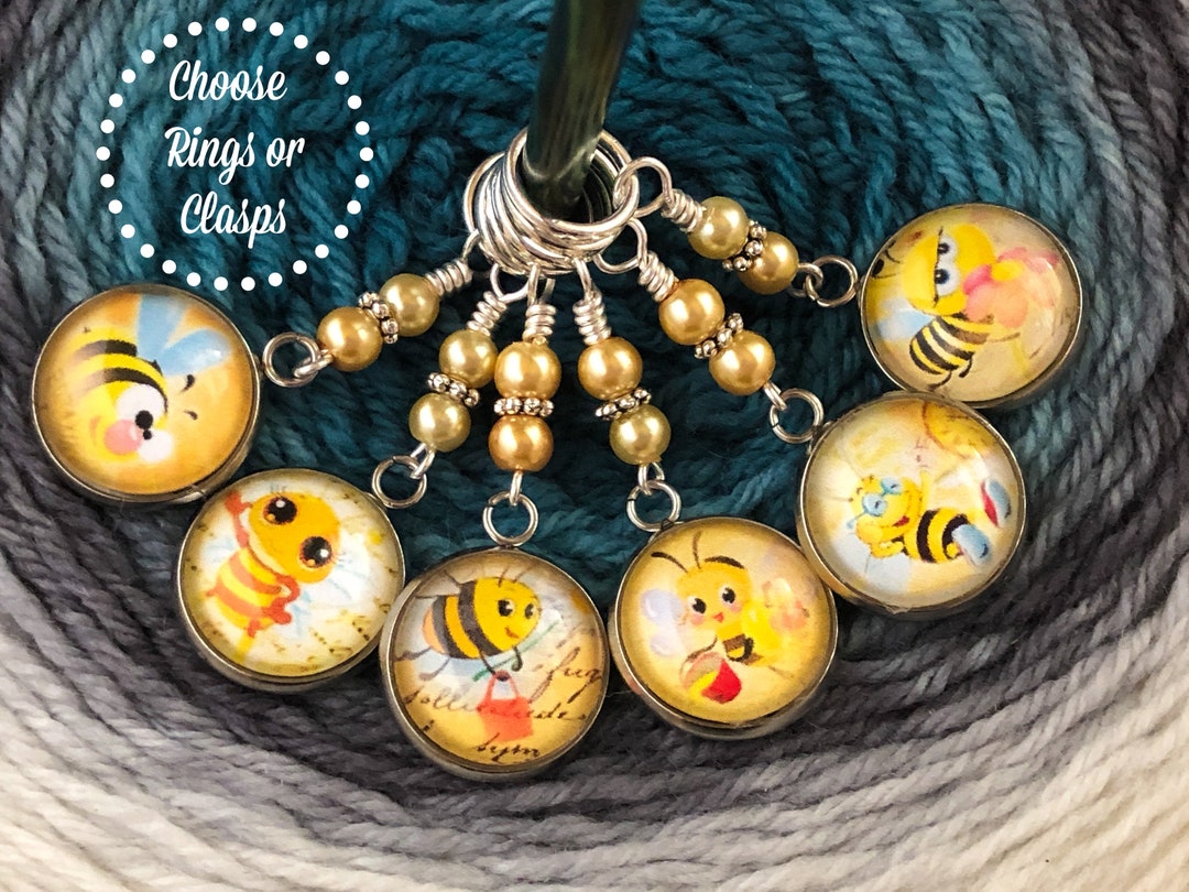 Honey Bee Stitch Markers for Knitting, Select Clasps for Crochet, Gift