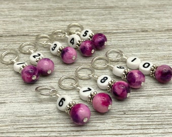 Jade Stitch Markers: Numbered Knitting Crochet Row Counter