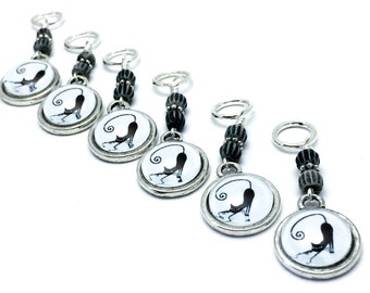 Lindos marcadores de puntos de gato para tejer, broches selectos para crochet, regalos para tejedores, anillos antienganches, gatito mascota, marcador de puntos de animal