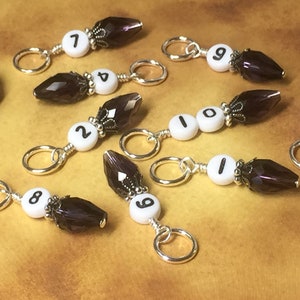 Crystal Number Stitch Markers for Knitting or Crochet, Progress Keeper, Gift for Knitter, Mother&#39;s Day Gift for Mommy fron Child