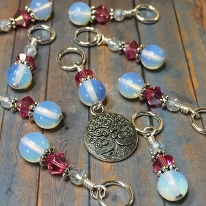Tree of Life Stitch Marker Set with Snag Free Rings | Gift for Knitters | Sea Opal |, Mother&#39;s Day Gift for Knitter