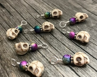 Skull Stitch Markers for Knitting, Snag Free Stitch Marker for Small Needles, Gift for Knitter, Fits Knitting Needles US2-US7