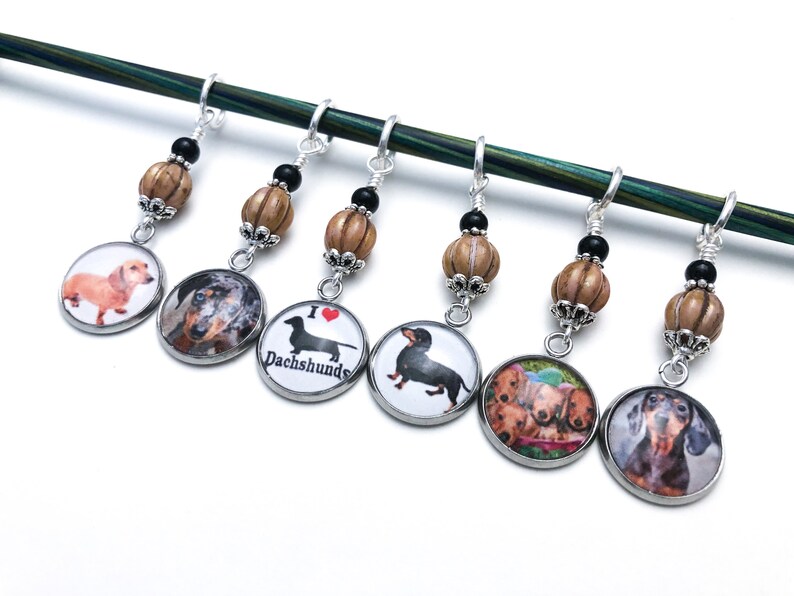 Dachshund Stitch Markers for Knitting or Crochet, Gift for Knitter, Weiner Dog Gifts, Snag Free Knitting Progress Keepers image 5