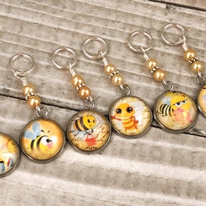 Honey Bee Stitch Markers for Knitting, Select Clasps for Crochet, Gift for Knitters, Snag Free Beaded Stitch Marker, Progress Keeper image 10