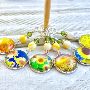 Sunflower Stitch Markers: Beaded Knitting Crochet Progress Keepers