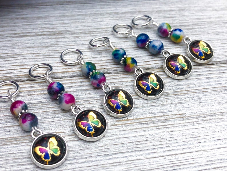 Mother/'s Day Gift for Knitter Butterfly Stitch Markers For Knitting Knitting Gift Snag Free Ring Sizes for Needles US3 to US15