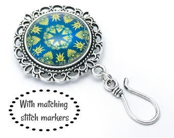 Teal Magnetic Portuguese Knitting Pin, Yarn Holder, Gift for Knitter, Mother's Day Gift for Knitter