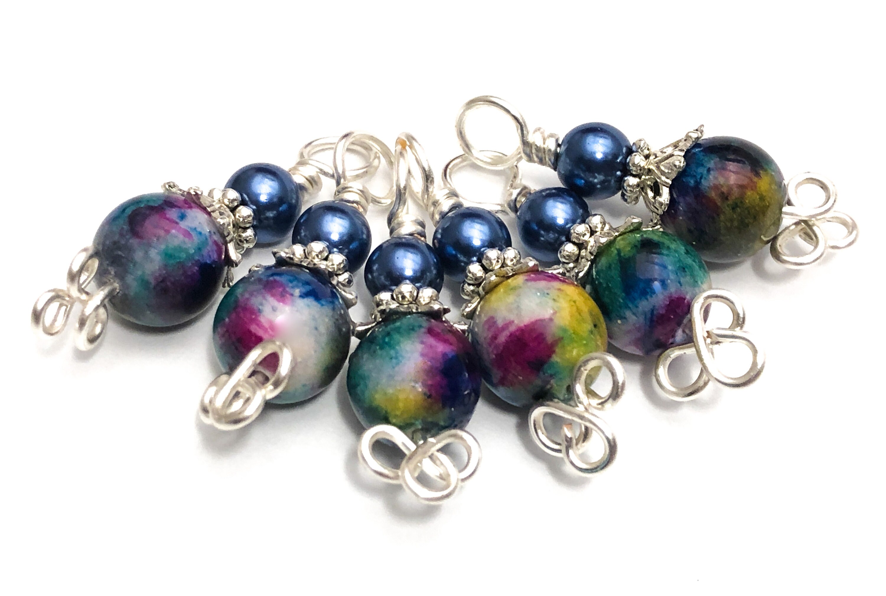 Celtic Ritual Markers Celtic Knot Stitch Markers: Rainbow Jade Beads, Knitting Progress ...
