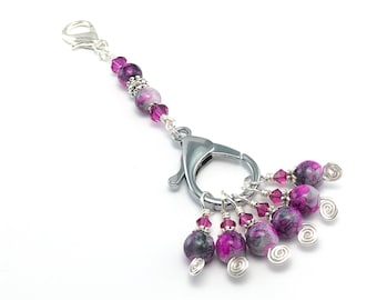 Fuchsia Stitch Markers and Holder: Snag-Free Knitting Gifts