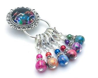 Magnetic Raccoon Stitch Marker Holder with Removable Progress Markers for Knitting or Crochet, Mother's Day Gift for Knitter