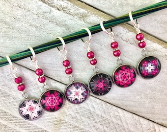 Medallion Stitch Markers for Knitting, Gifts for Knitter Mom, Choose Snag Free Rings for Knitting Markers or Clasps for Crochet Markers