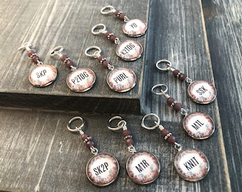 Custom Knitting Stitch Markers: Floral Knitting Instruction Reminders