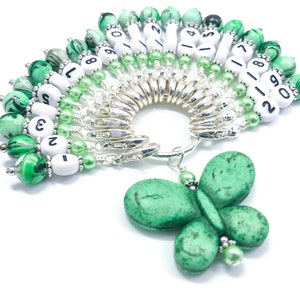 Stitch Markers with Numbers for Knitting or Crochet, Up To 30 Markers, INCLUDES Butterfly Holder, Gifts for Knitter, Row Counter