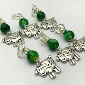 Sheep Stitch Markers for Knitting, Gift for Knitter, Select Clasps for Crochet Markers, Beaded Progress Keeper, Animal Knitting Marker