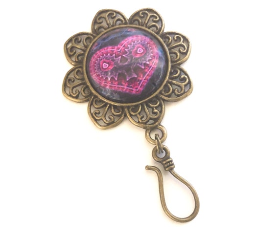 Purple Mandala Magnetic Knitting Pin for Portuguese Knitting