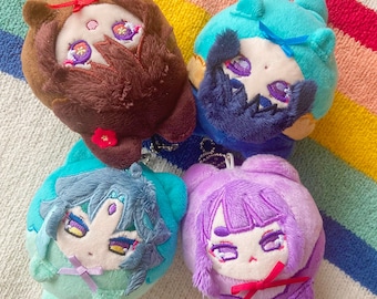 Scaramouche, Wanderer, Xiao, Hu Tao Plushies - Genshin Plushies, Bunny, Kitty mini keychain plush dolls