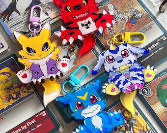 デジモンキーホルダー - インプモン、ガトモン、レオモン、ロップモン