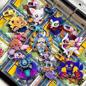 Digimon Keychain - Impmon Gatomon Leomon Lopmon Keramon Angewoman Borderless Acrylic Retro Digital Monster charm