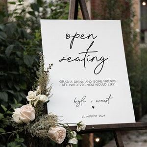 Open Seating Sign Template, Modern Wedding Signage, Printable Open Seating Sign, Sit Anywhere Welcome Sign, No Assigned Seating Sign,