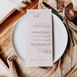 Terracotta Wedding Menu Template ,Rust Wedding Dinner Menu Template ,Minimalist Wedding Menu ,Boho Wedding Menu, Editable Wedding Menu