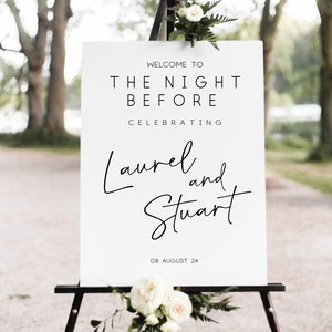 Rehearsal Dinner Welcome Sign, The Night Before Welcome Sign, Rehearsal Dinner Sign, Minimalist Modern Wedding Sign Printable Welcome Sign