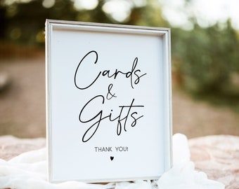 Modern Cards and Gifts Wedding Sign Template, Baby Shower Gift editable Sign Tabletop Cards & Gifts Sign, Wedding Reception Cards and Gifts
