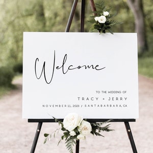 Modern Script Welcome Sign, Editable Wedding Welcome Sign Template, Minimalist Wedding Welcome Sign, Wedding Party Welcome Signage Templett