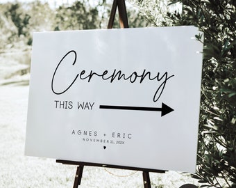 Wedding Direction Sign Template, Minimalist Wedding Ceremony Sign Template,  Wedding Directional Poster Printable Sign,Wedding Ceremony Sign
