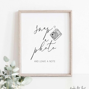 Snap A Photo And Leave A Note, Photo Guestbook Sign, Wedding Guestbook Sign, Photo Guestbook Sign Printable, Wedding Reception Photo