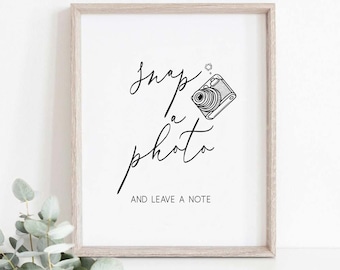 Snap A Photo And Leave A Note, Photo Guestbook Sign, Wedding Guestbook Sign, Photo Guestbook Sign Printable, Wedding Reception Photo