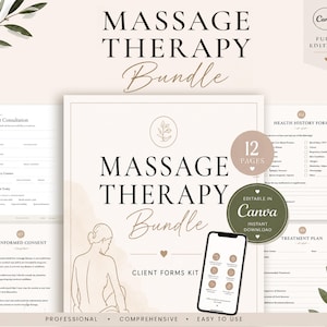 Massage Therapy Forms, Editable Massage Consent & Consultation Templates, SOAP Notes and Body Chart, Massage Intake Forms Bundle, Canva