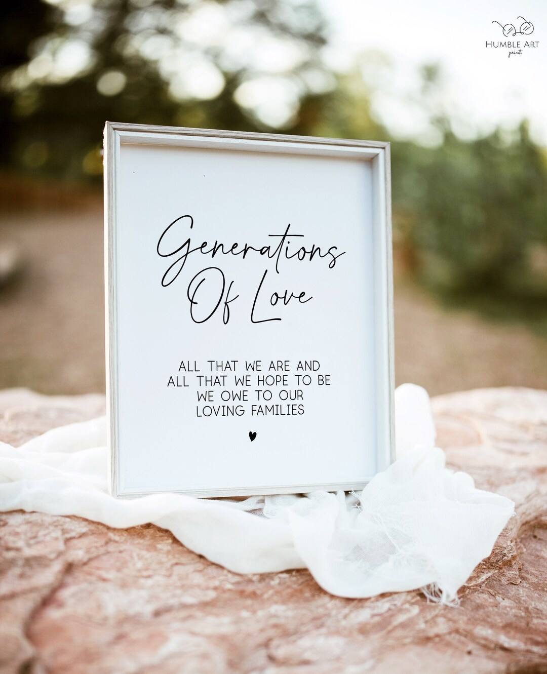 Generations of Love Sign Printable, Modern Minimalist Wedding Sign