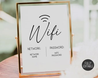 WIFI Password Sign Printable, Editable Guest Room Sign Template, Wifi Sign Printable, Wifi Sign, WIFI Password Sign, Editable WiFi Sign