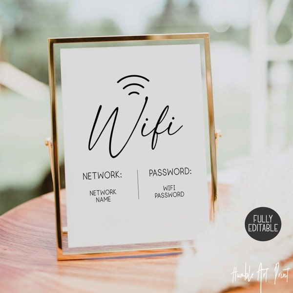 WIFI Password Sign Printable, Editable Guest Room Sign Template, Wifi Sign Printable, Wifi Sign, WIFI Password Sign, Editable WiFi Sign