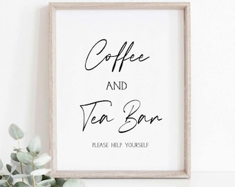 Wedding Bar Signs, Coffee Bar Sign, Tea Bar Sign, Wedding Printables ,Coffee And Tea Bar Sign ,Wedding Coffee Bar,Printable Wedding Signs