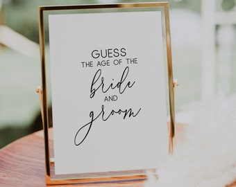 Guess The Age Of The Bride And Groom Printable sign, Guess Brides Age,Bridal Shower Game Printable Bridal Shower Party Sign, Guess Bride Age