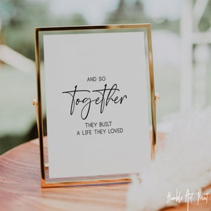 E assim, juntos, eles construíram uma vida que amaram, sinais de casamento, citações de família, citações de casamento, provérbios de casamento, impressão de citações, recepção de casamento