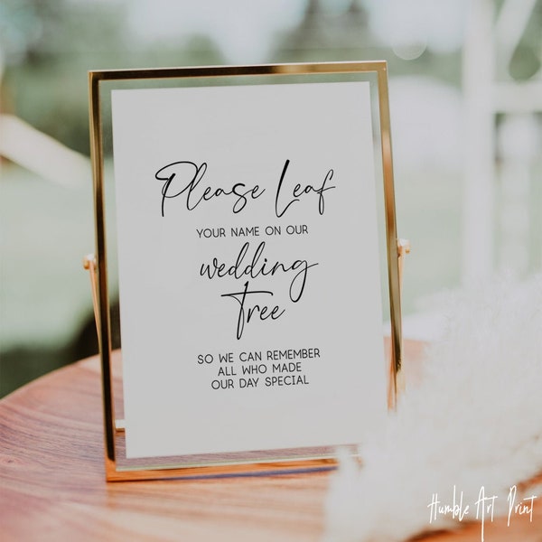 Please Leaf Your Name On Our Wedding Tree, Wedding Guest Tree Sign, Wedding Tree Sign, Tree Guestbook Sign, Fingerprint Guest Tree Sign