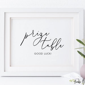 Prize Table Sign, Prize Table Printable, Bridal Shower Party Sign, Wedding Reception Gift Table ...