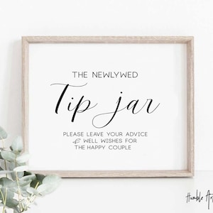 Wedding Tip Jar Sign, Guestbook Sign, Wedding Date Jar Sign, Wedding Guest Book Sign, Wedding Signs, Advice For The Newlywed, Tip Jar Sign