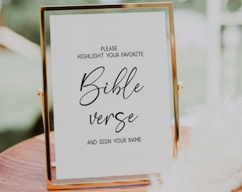 Please Highlight Your Favorite Bible Verse Sign, Bible Guestbook Verse Sign, Wedding Bible Verse, Wedding Scripture Sign, Wedding Engagement